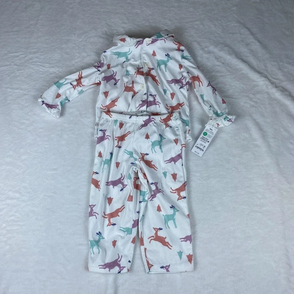 Carter's Just One You 2pc Pajama Set Toddler Girls 18M White Reindeer‎ ATYD4229
